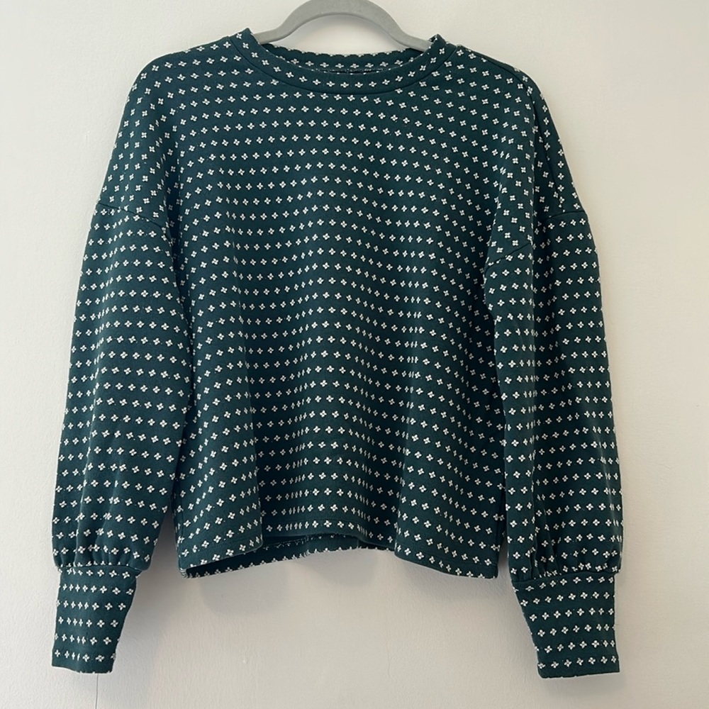 Madewell Floral Jacquard Puff-Sleeve Top in Green Lane - Picture 3 of 8